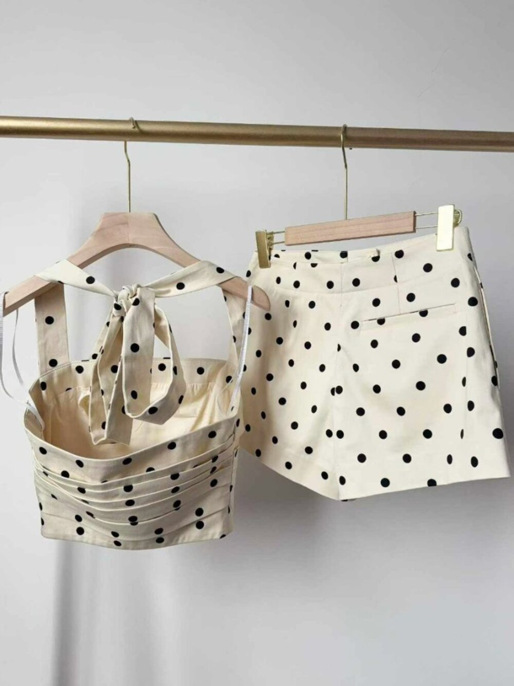 L'Academie Cream Polka Dot Crop Top and shorts set - Picture 6 of 10